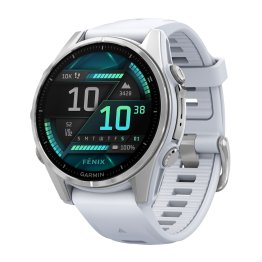 Garmin® fēnix® 8 GPS Smartwatch with 43-mm Case, Bluetooth®, AMOLED, Health/Fitness, Topo Maps, 10 ATM (Silver/Whitestone)