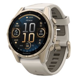 Garmin® fēnix® 8 GPS Smartwatch with 43-mm Case, Bluetooth®, AMOLED, Health/Fitness, Topo Maps, 10 ATM (Sapphire Lens/Soft Gold/Fog Gray)