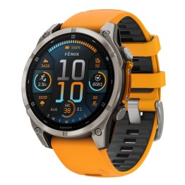 Garmin® fēnix® 8 GPS Smartwatch with 47-mm Case, Bluetooth®, AMOLED, Health/Fitness, Topo, 10 ATM (Sapphire Lens/Titanium with Spark Orange/Graphite)