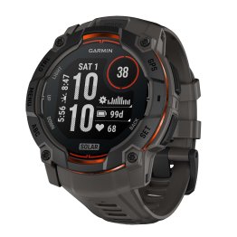 Garmin® Instinct® 3 Solar GPS Smartwatch with 50-mm Case, Bluetooth®, Health/Fitness, Navigation, 10 ATM Water Rated (Black/Charcoal)