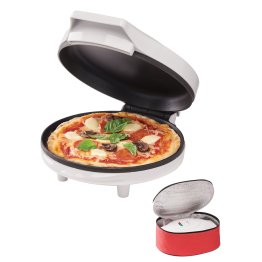 Betty Crocker® 8-In. Indoor Electric Travel Nonstick Pizza Maker Plus with Insulated Travel Bag (White)