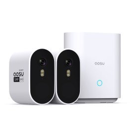 aosu 3K 5.0-MP Outdoor WirelessCam System Max with 2 Cameras and 4-Channel Home Station Recorder, C6S2AH11