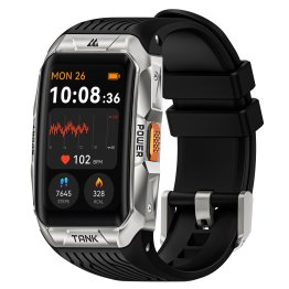 KOSPET® TANK X2 Ultra GPS Smartwatch with 1.64-In. AMOLED Touch Screen, Bluetooth®, 170+ Sports Modes, and Military Grade Protection (Silver)