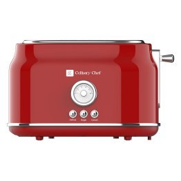 Culinary Chef 2-Slice Retro Toaster with 6 Shade Settings, Red