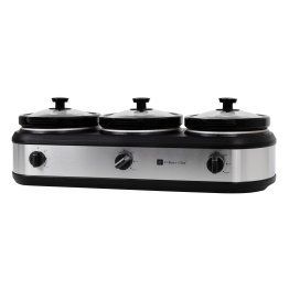 Culinary Chef 420-Watt Triple Slow Cooker and Buffet Server with Three 2.5-Quart Ceramic Pots