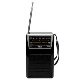 QFX® Portable and Rechargeable AM/FM Radio with Headphone Output, Black, R-34
