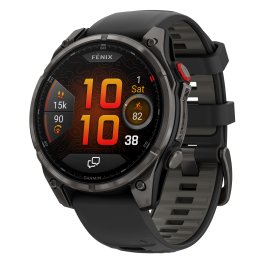 Garmin® fēnix® 8 Pro Sapphire Multisport GPS Smartwatch with 47-mm Case, Bluetooth®, AMOLED, inReach®, and Navigation (Carbon Gray DLC/Pebble Gray)