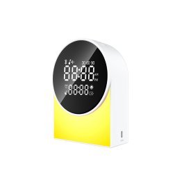 Priority Products Rechargeable Digital FM Radio Alarm Clock with Bluetooth® Speaker, LED Night-Light, and Sound Machine, SM12 (White)