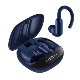 Mixx® StreamBuds Sports Charge 2 TWS Bluetooth® In-Ear Earbuds with Mic, Earhooks, and Charging Case, up to 32 hours Play Time (Blue)