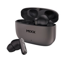 Mixx® StreamBuds Custom 3 TWS Bluetooth® In-Ear Earbuds with Mics and Charging Case, Clear Voice Technology, up to 24 Hours Play Time (Gunmetal Black)