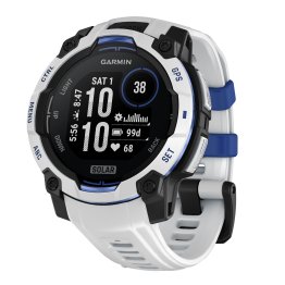 Garmin® Instinct® 3 Solar GPS Smartwatch with 45-mm Case, Bluetooth®, Health/Fitness, Navigation, 10 ATM (Whitestone with Whitestone/Bolt Blue)