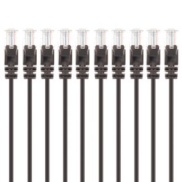 Intellinet Network Solutions® CAT-6 U/UTP Slim Network Patch Cable, 20 Ft., Black, 10 Pack