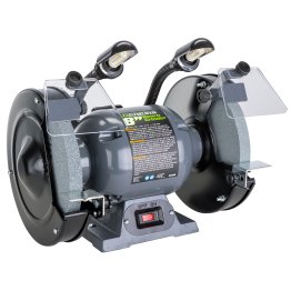 Genesis® 3-Amp 3/4-HP Corded 8-In. Bench Grinder with 2 Wheels, Gooseneck Lights, Eye Shields, 5/8-In. Shaft, Cast Iron Base, Adjustable Tool Rests