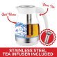 Brentwood® 1.79-Qt. 1,100-Watt Cordless Glass Electric Kettle with Tea Infuser and Swivel Base (White)