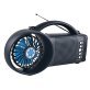 Supersonic® Portable Bluetooth® Solar-Powered Speaker with FM Radio, LED Torch Light, and Fan, Black, SC-1073ERF